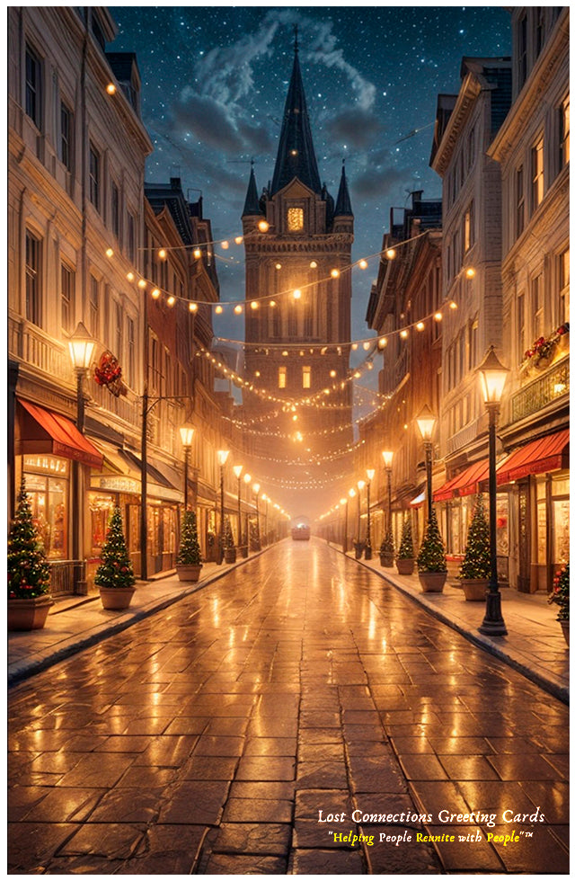 Greeting Card Illustration - The Holidays In Town